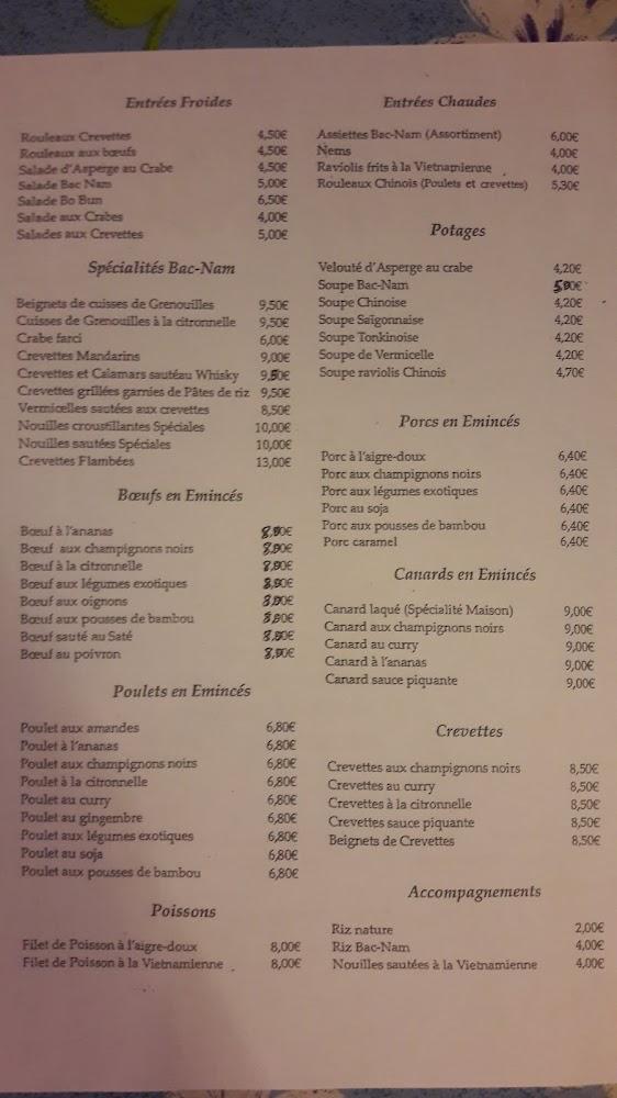 Restaurant Bac Nam - Menu Image 1